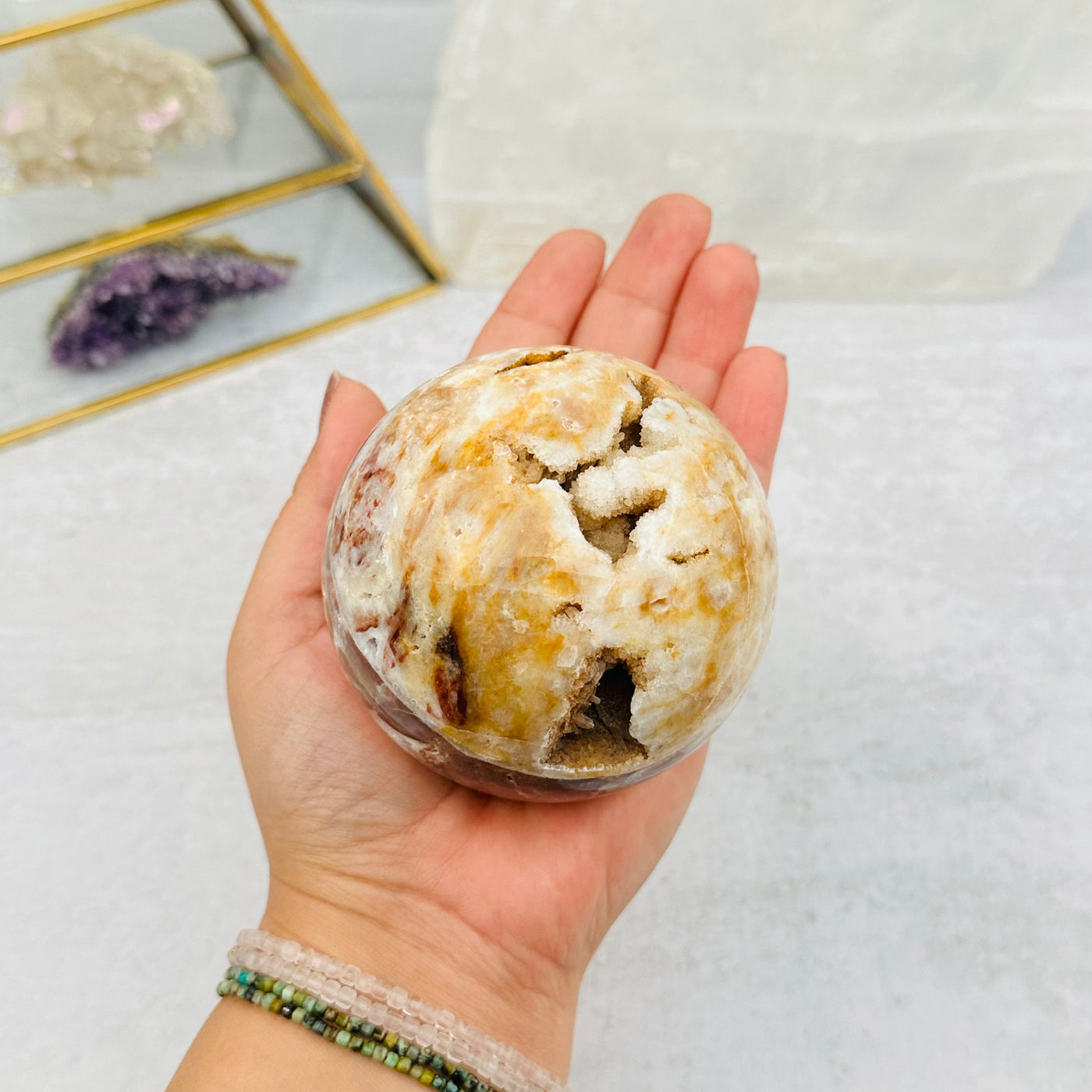 Sphalerite Sphere in hand for size reference 