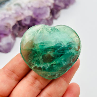 close up of the details in the fluorite heart 