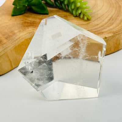 crystal quartz polished freeform crystal displayed as home decor 