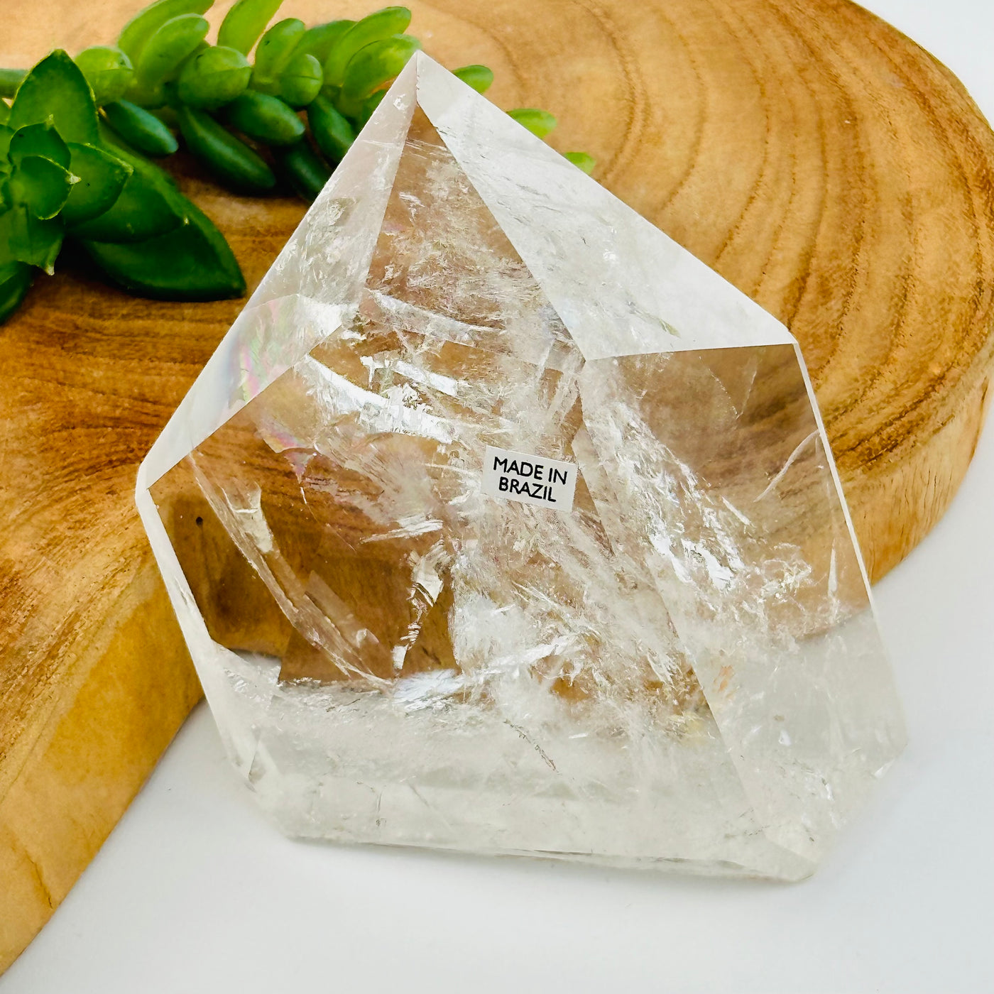 crystal quartz polished freeform crystal displayed as home decor 