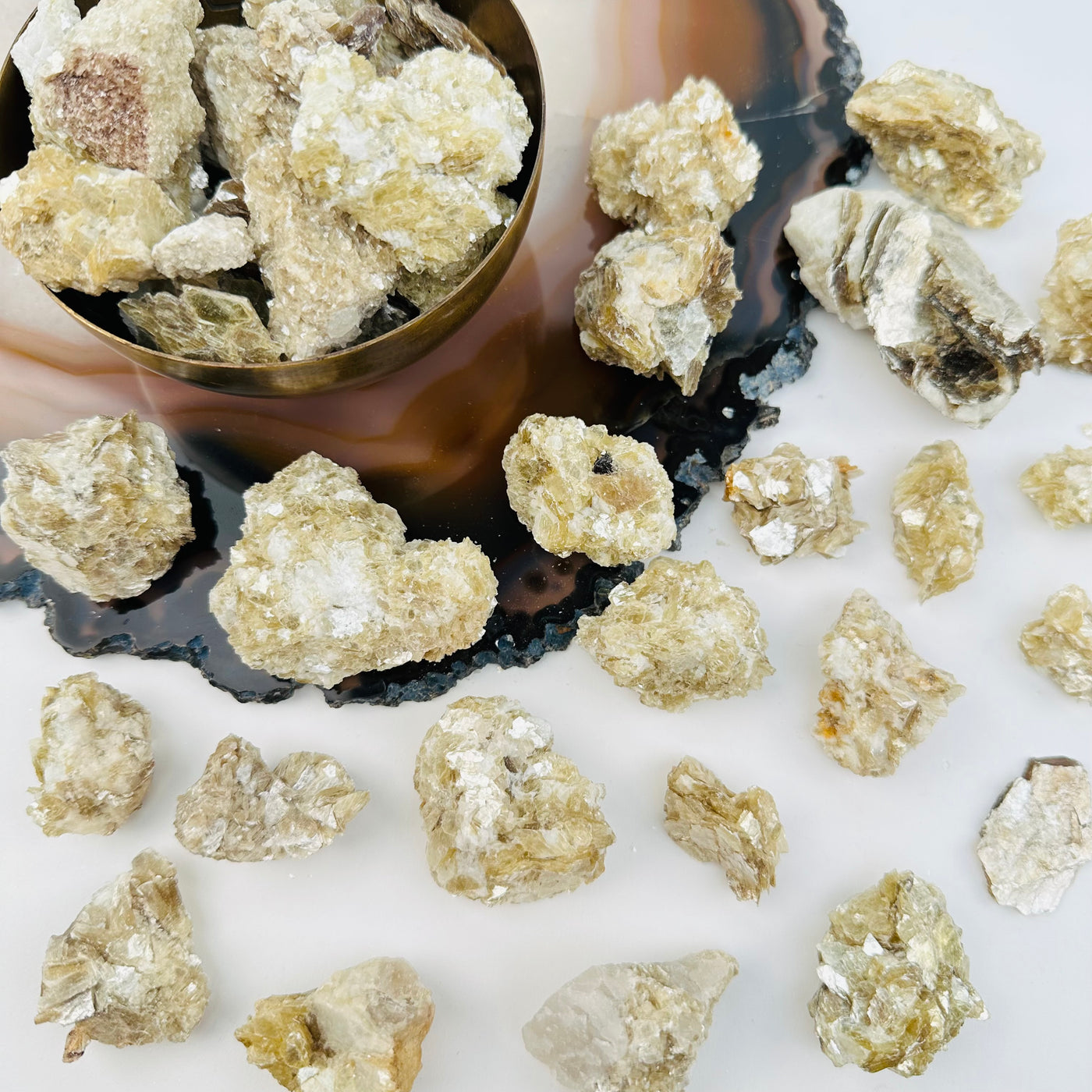 natural star mica crystal clusters displayed as home decor 