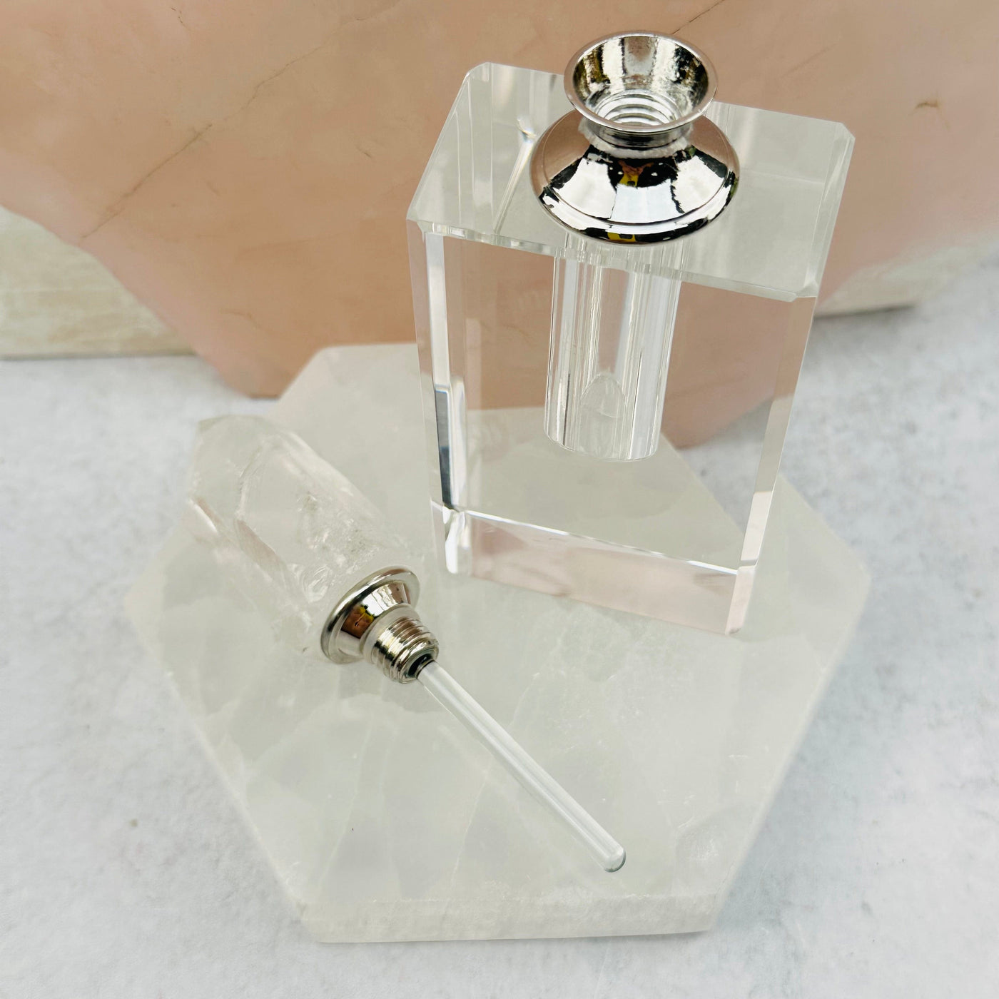 the crystal top can be screwed off to insert your favorite fragrance 