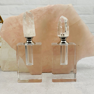bottles displayed to show the differences in the crystal sizes 