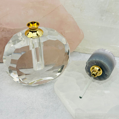 the crystal top can be screwed off to add your favorite perfume