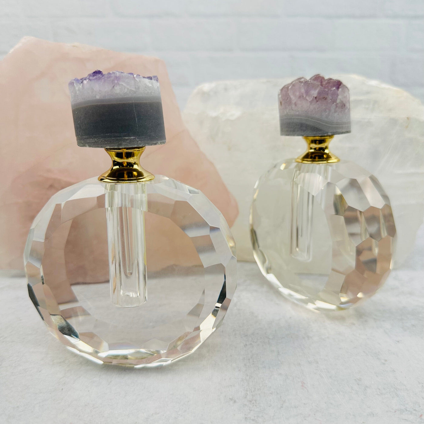 bottles displayed to show the differences in the amethyst 