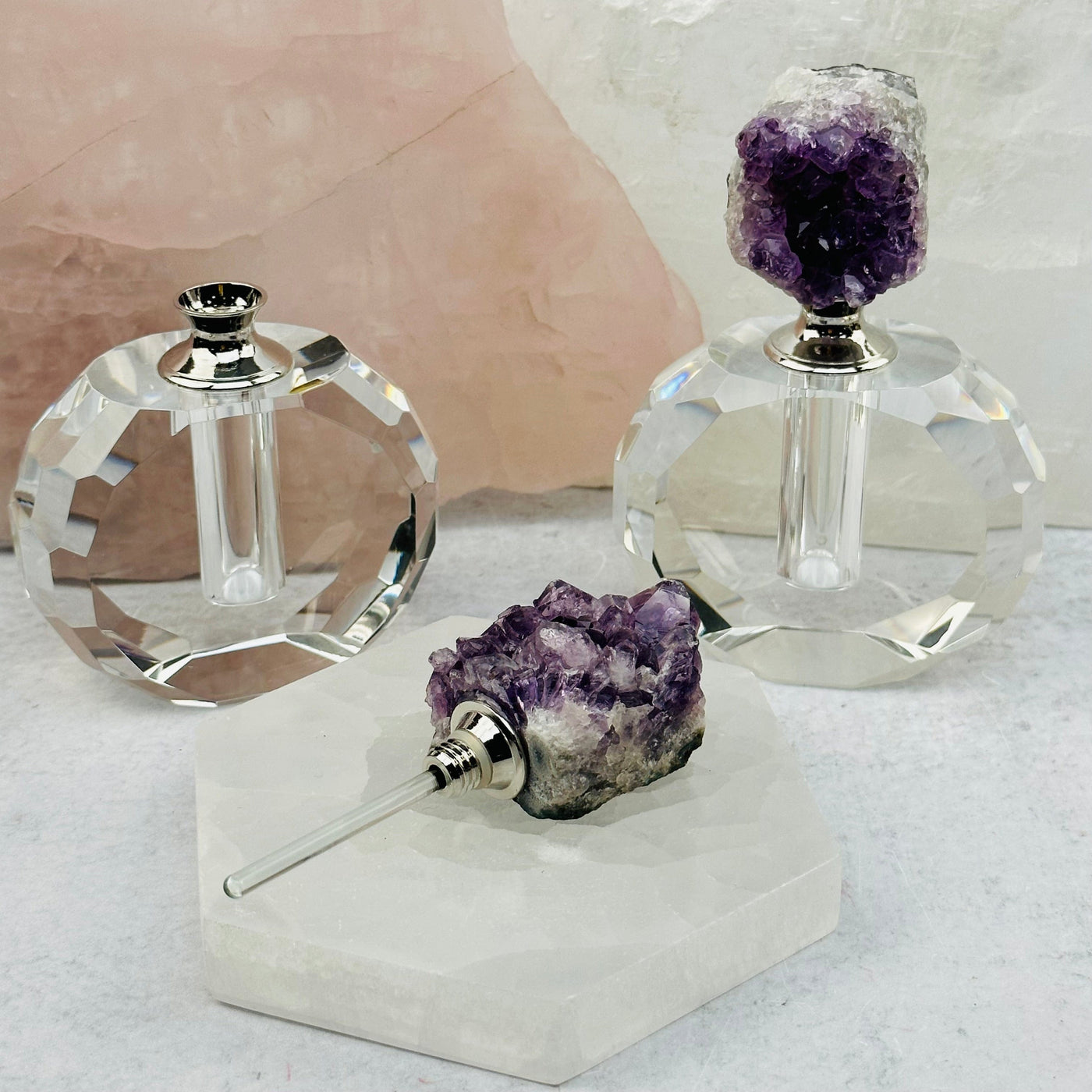 Amethyst Crystal Natural Cluster Top Medium Perfume Bottles