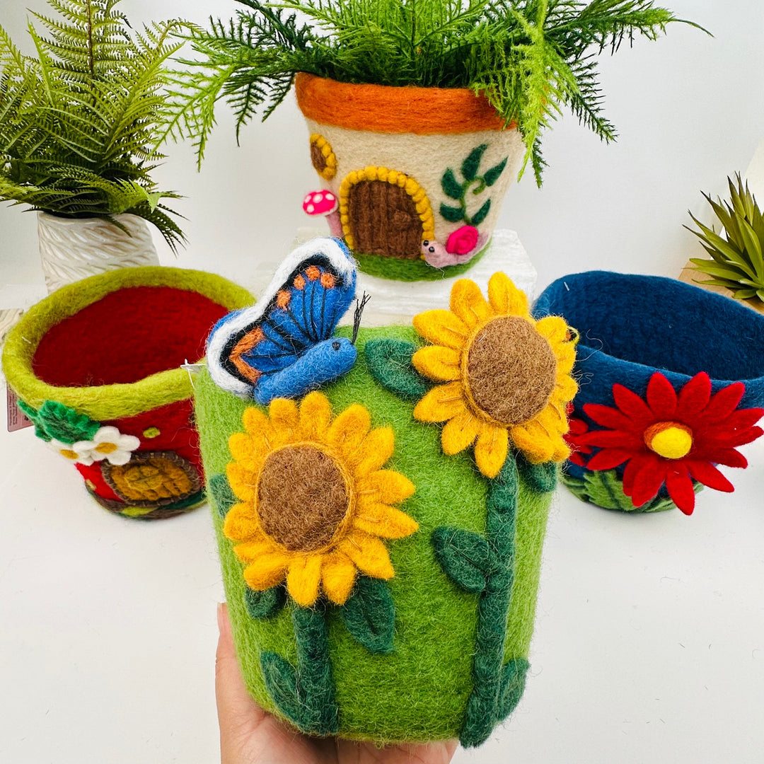 felt plant pots Handmade Felt Planter Cover