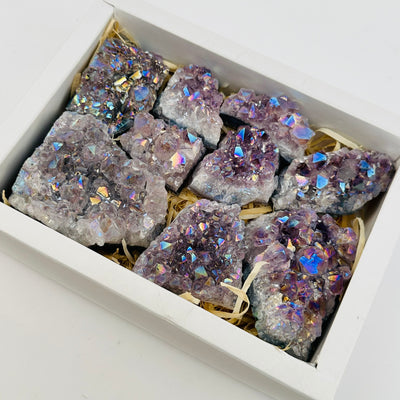 angel aura amethyst crystal cluster box
