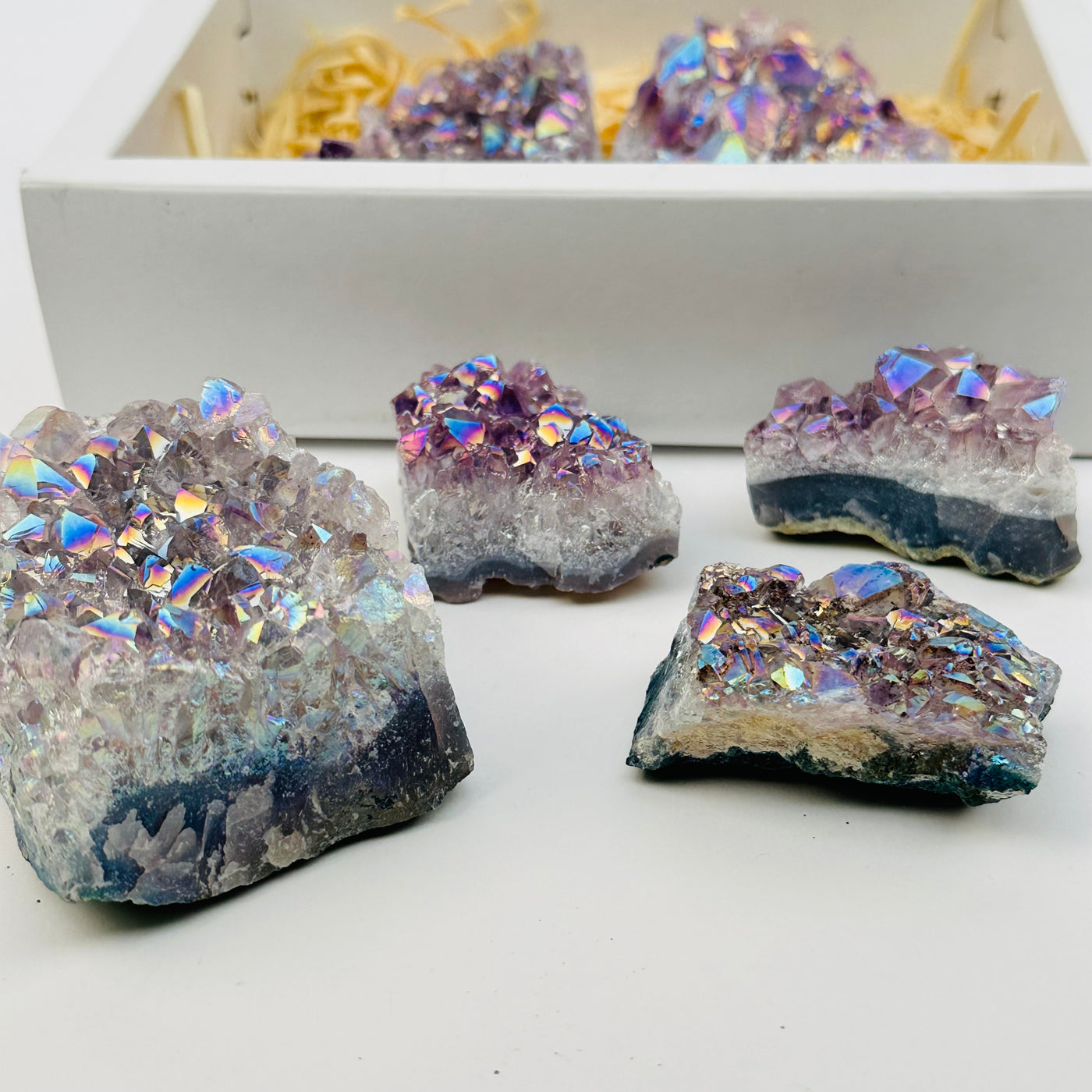 angel aura amethyst crystal cluster box