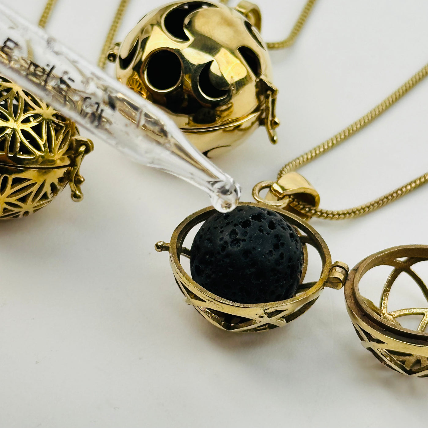 each necklace comes with a lava bead that can be infused with oils