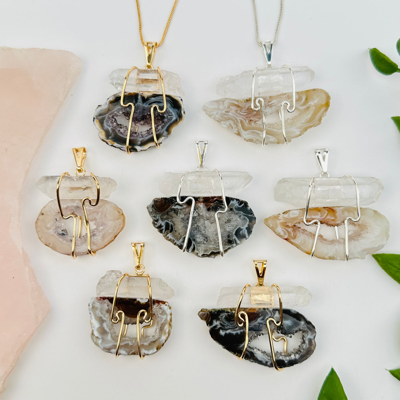 multiple pendants displayed to show the differences in the sizes and color shades 