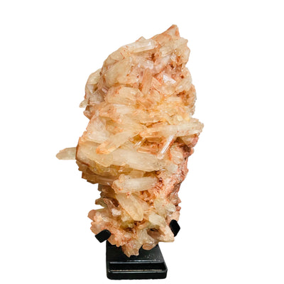 tangerine crystal quartz cluster on stand