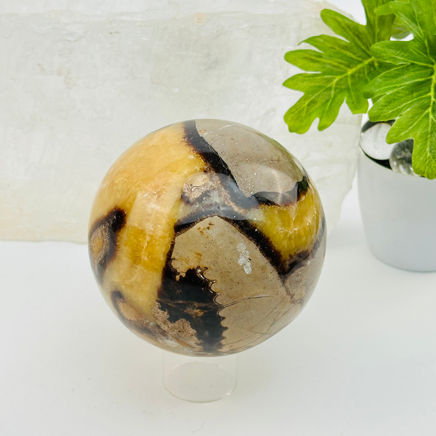 septarian sphere displayed as home decor 