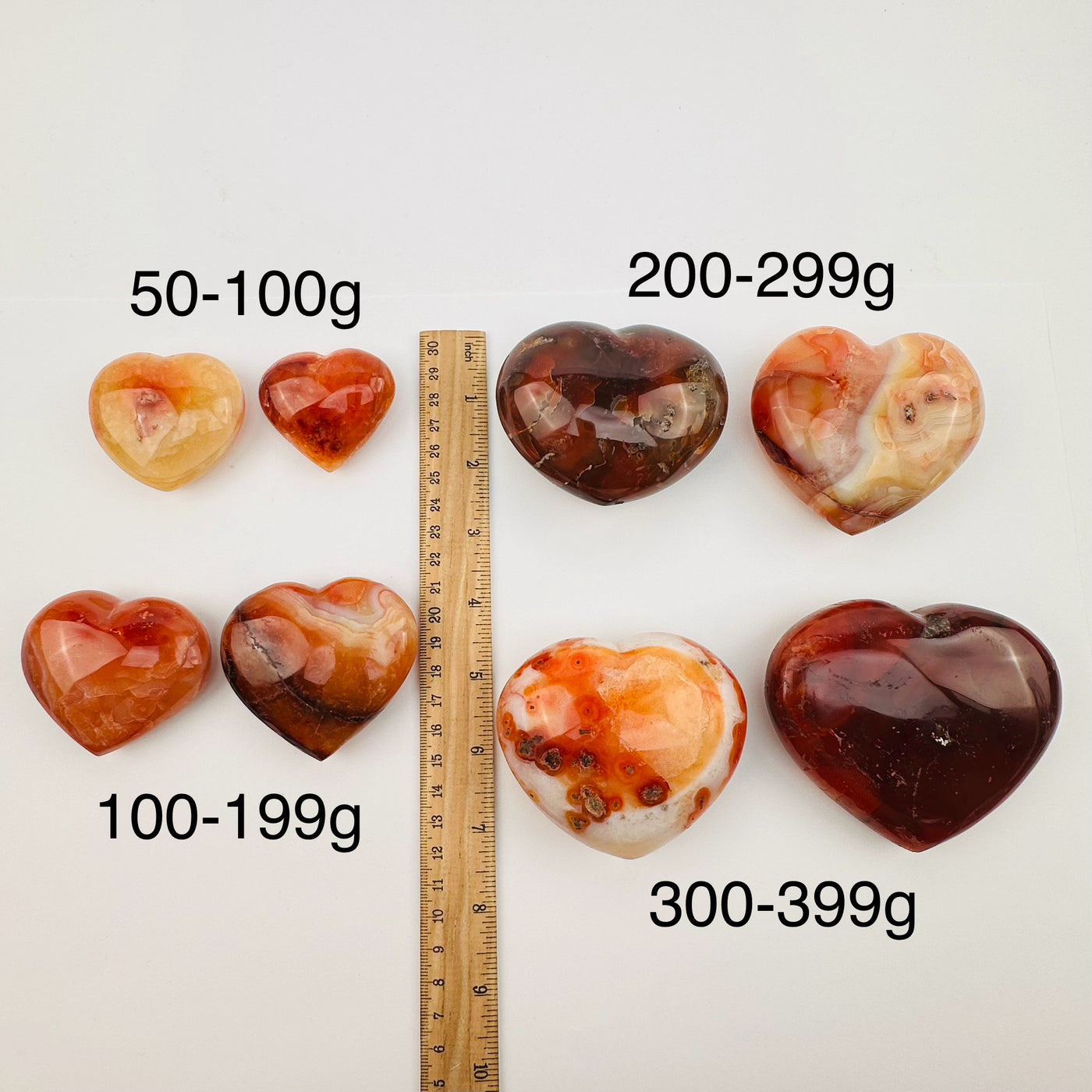 carnelian hearts sold by weight