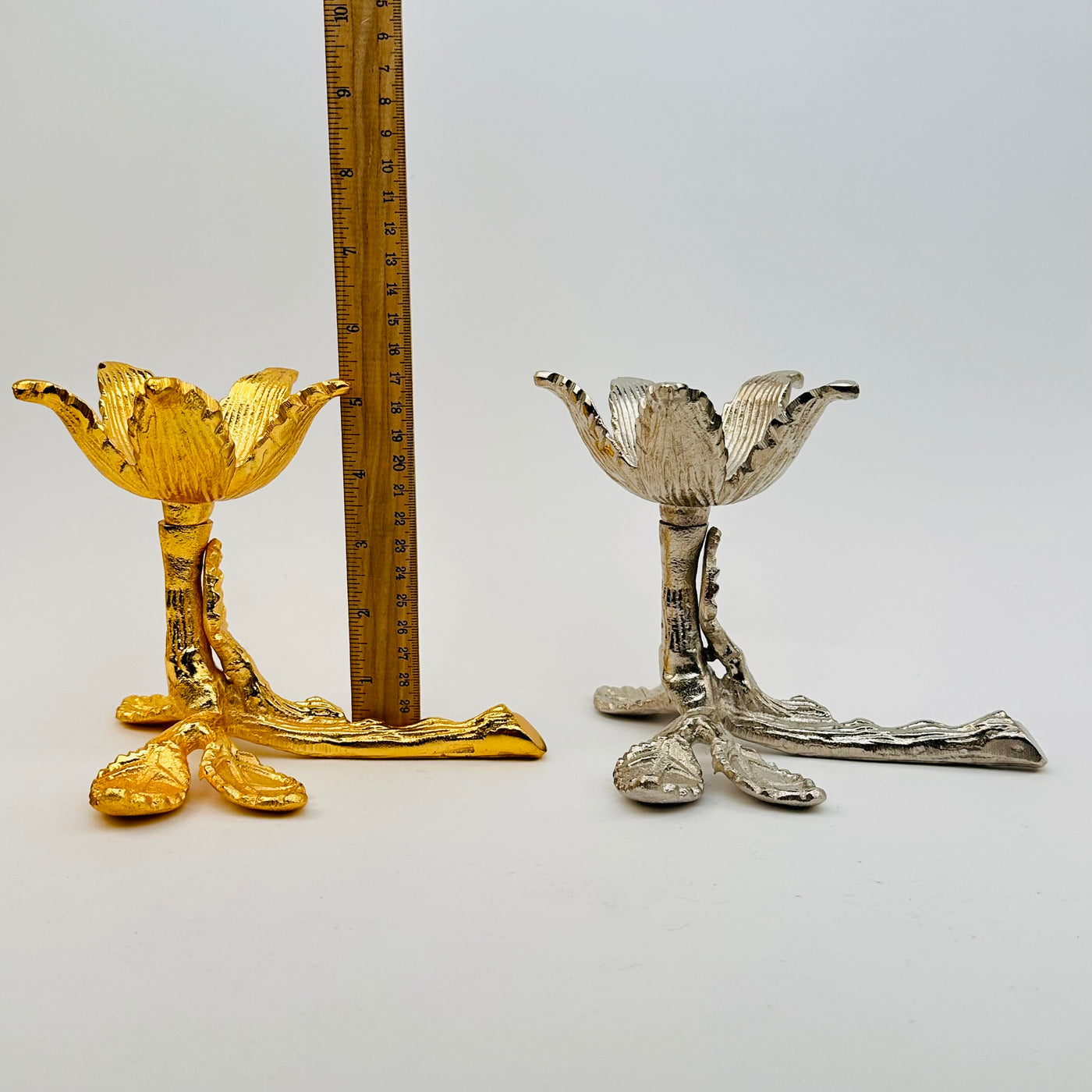 stem rose crystal holder next to a ruler for size reference 