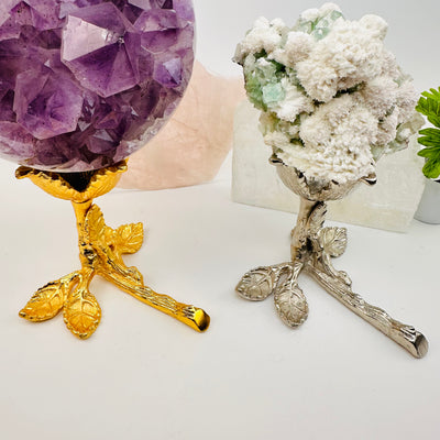 rose stem crystal holders can hold clusters or spheres 