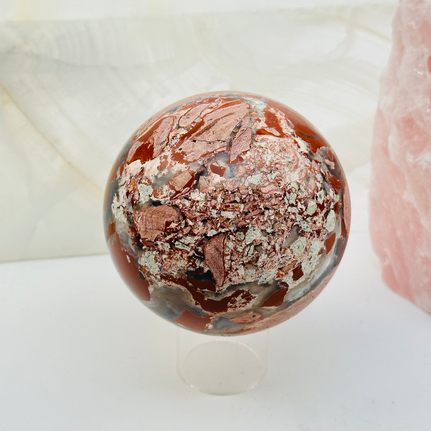 volcanic agate sphere displayed as home decor