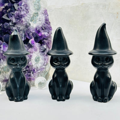 black onyx crystal cats for halloween  season