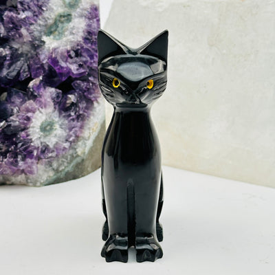 crystal onyx cat displayed as home decor