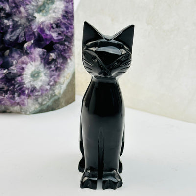 crystal onyx cat displayed as home decor