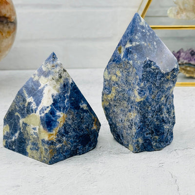 sodalite point displayed as home decor