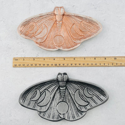 Moth Jewelry Holder Tray next to a ruler for size reference 