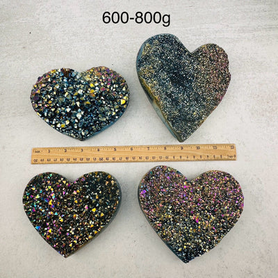 Amethyst Druzy Heart with Rainbow Titanium Finish - By Weight -