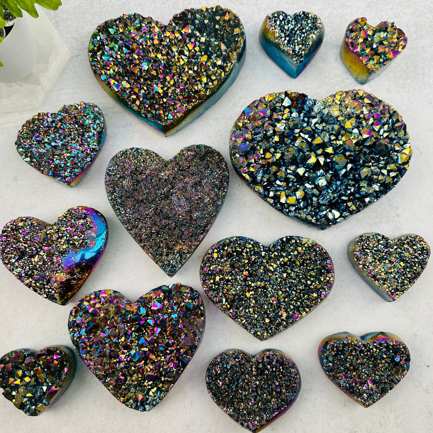 multiple hearts displayed to show the differences in the color shades and sizes 