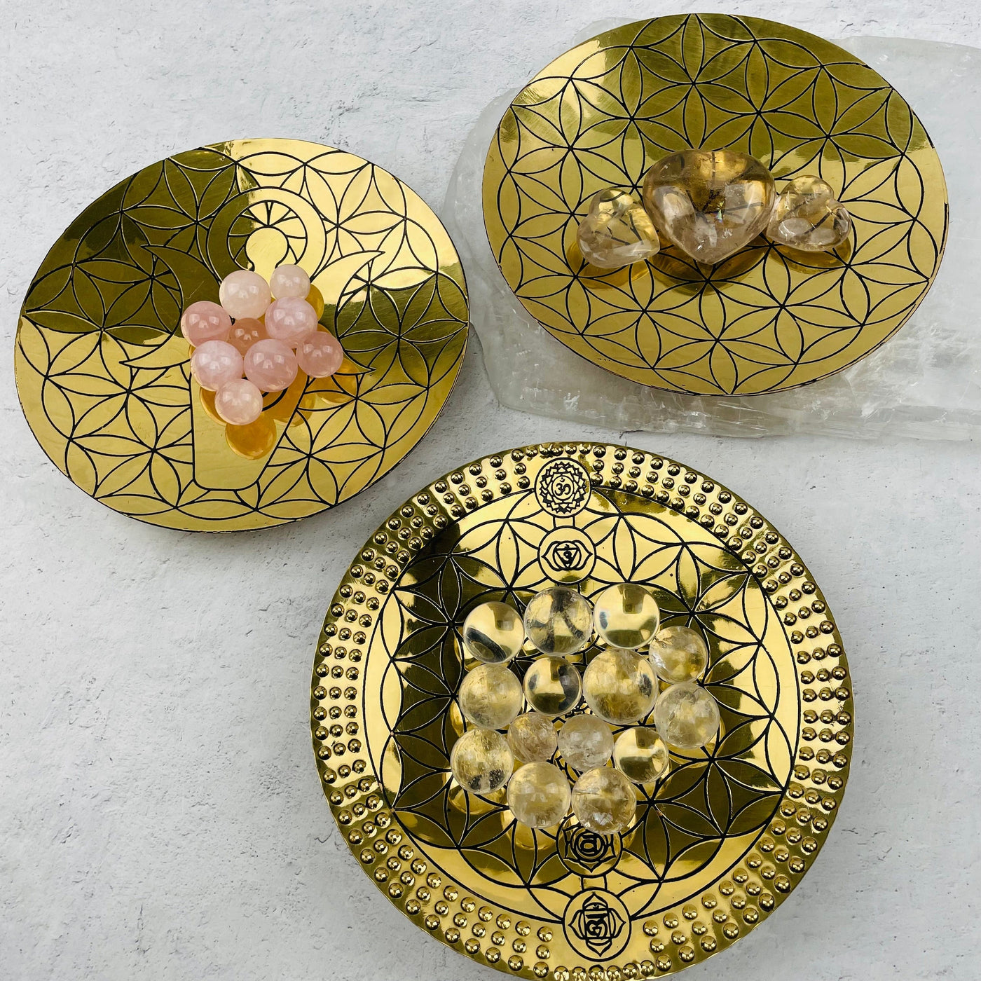 brass trays displayed as home decor 