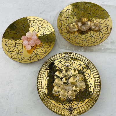brass trays displayed as home decor 