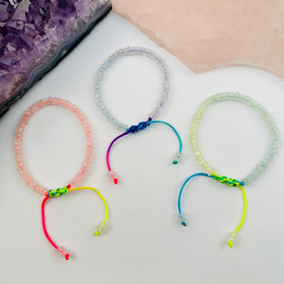 multiple bracelets displayed to show the differences in the color shades