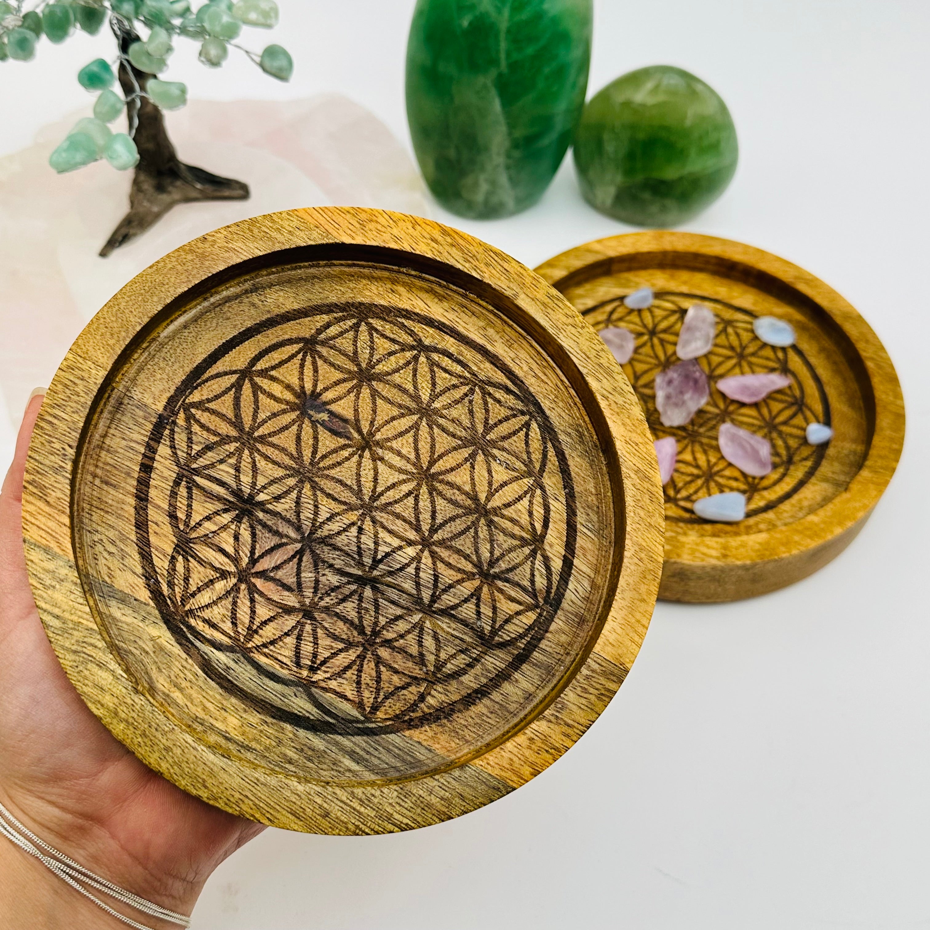 Flower Of Life Crystal Grid Wooden Tray - – Rock Paradise