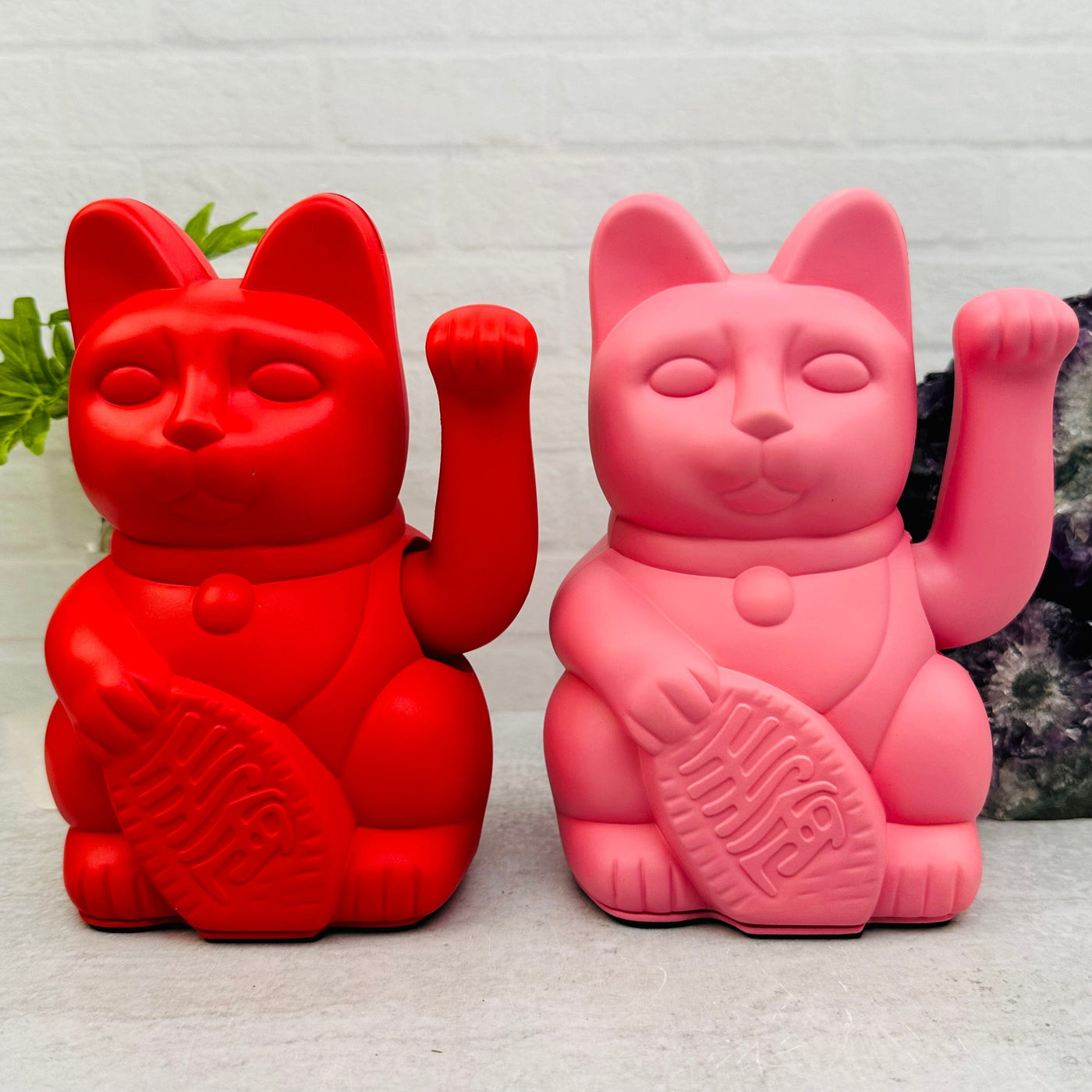 Lucky Cat figures displayed as home decor 