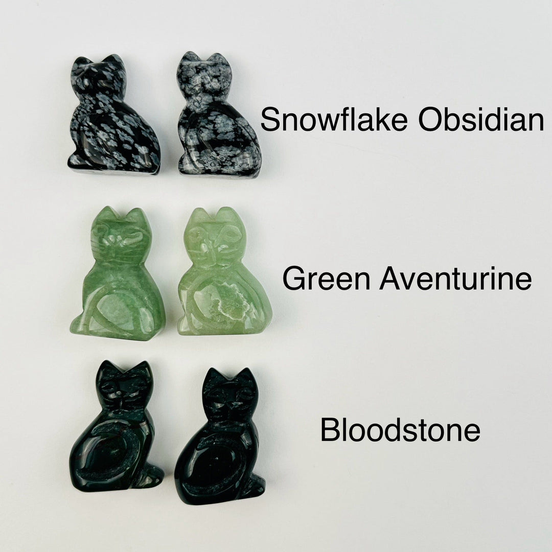 Gemstone Cat - Sitting Cat - Carved Stone - You Select the