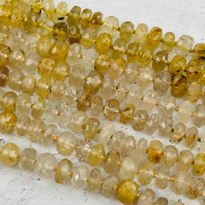 close up of the faceted rutile beads 