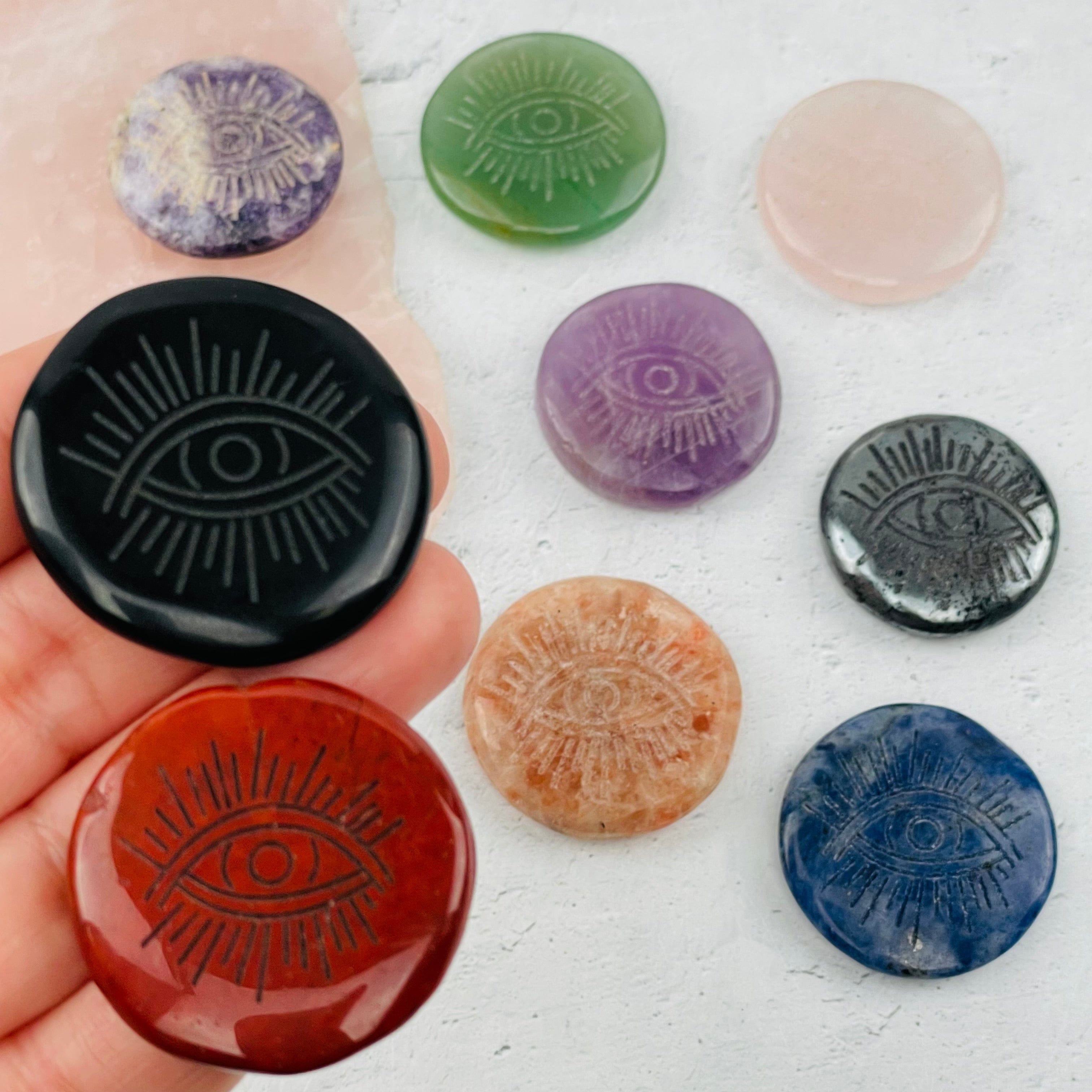 Engraved Evil Eye Round Pocket Worry Stones – Rock Paradise