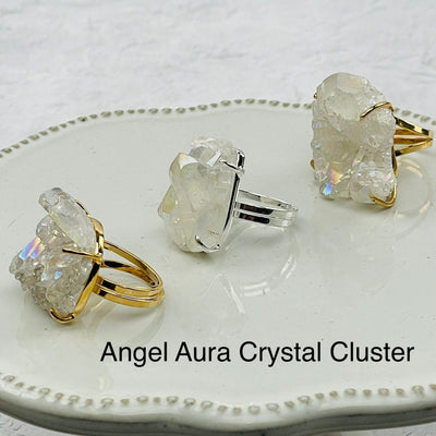 rings available in angel aura clusters silver or gold