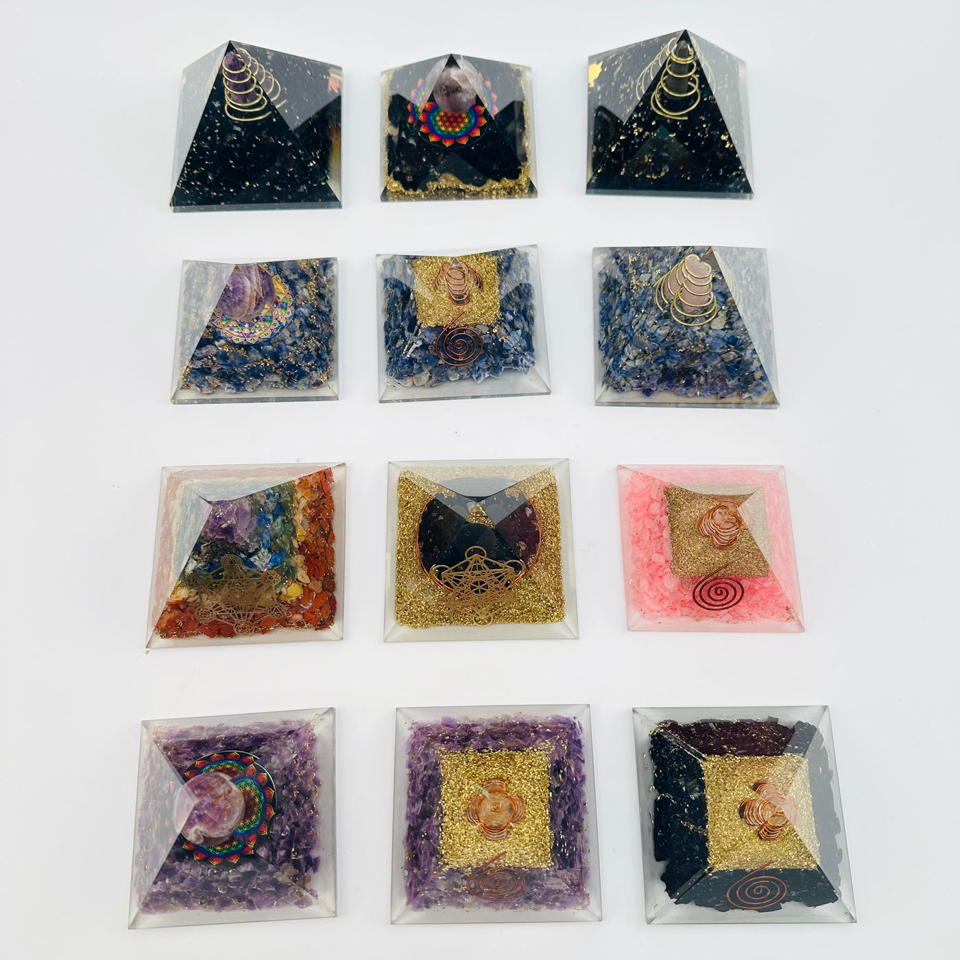 top view of the orgone pyramids 