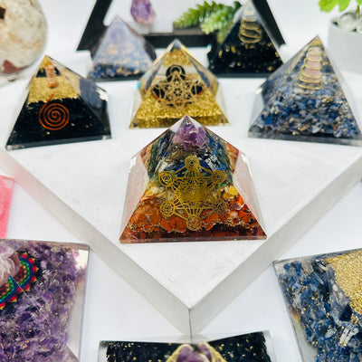 orgone pyramids displayed as home decor