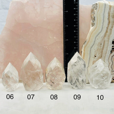 Faceted Clear Quartz Crystal Egg Point - You Choose - next to a ruler for size reference