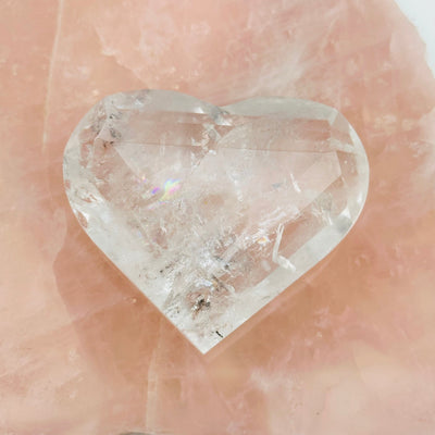 Faceted Crystal Quartz Heart displayed as home decor 