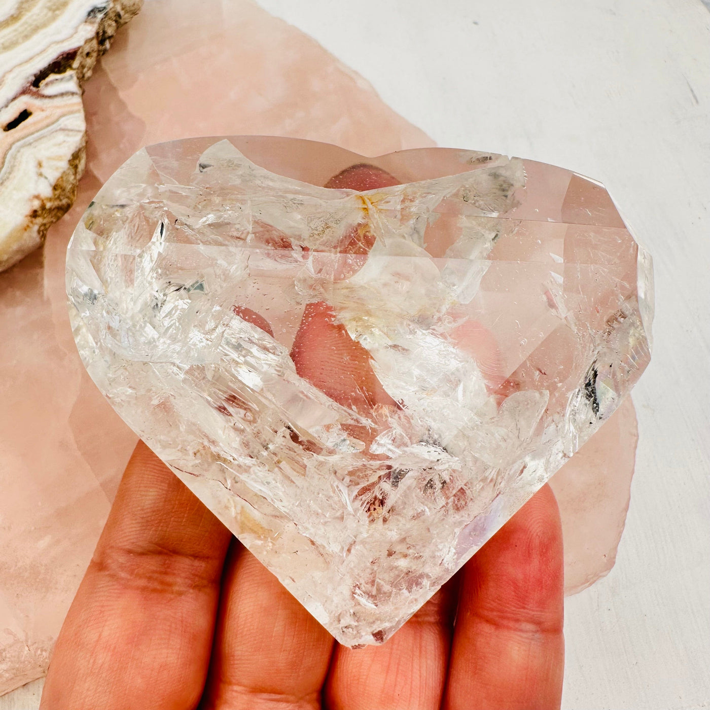 crystal quartz heart is faceted 
