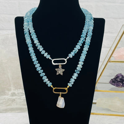 Aquamarine Melon Bead Candy Necklace - You Choose Style 