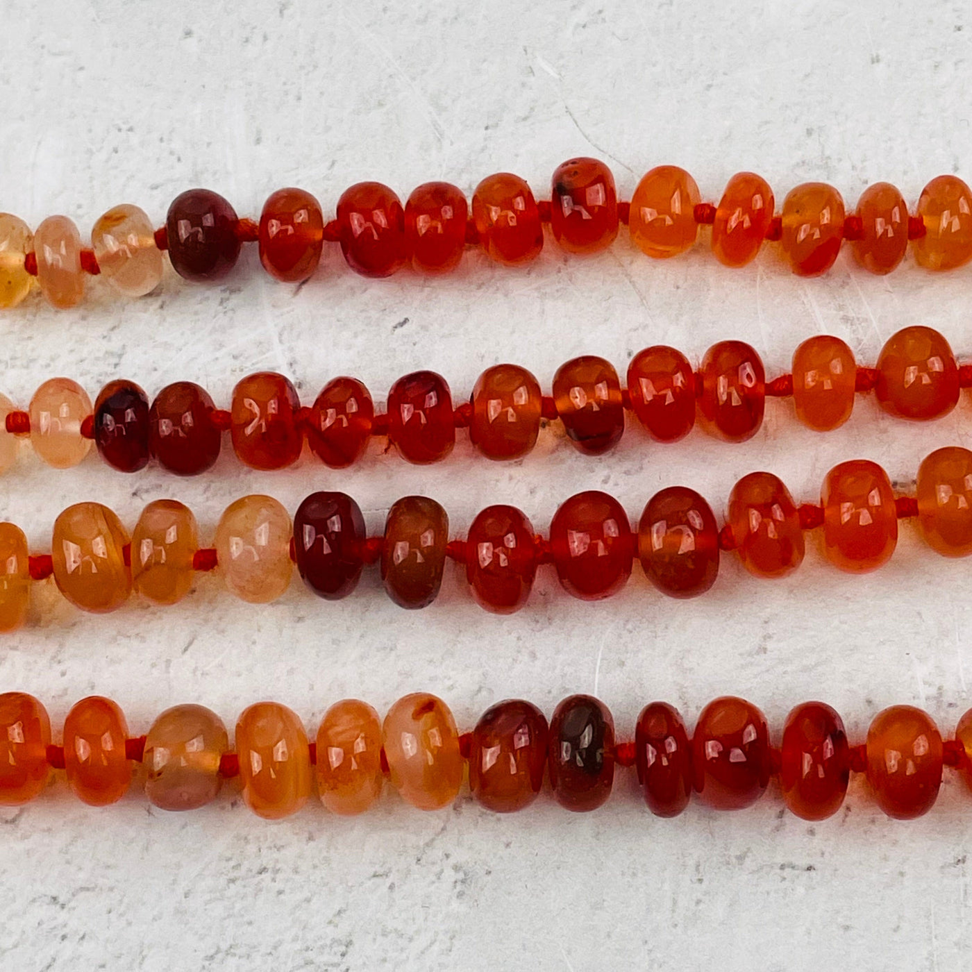 close up of the details on the polished carnelian 