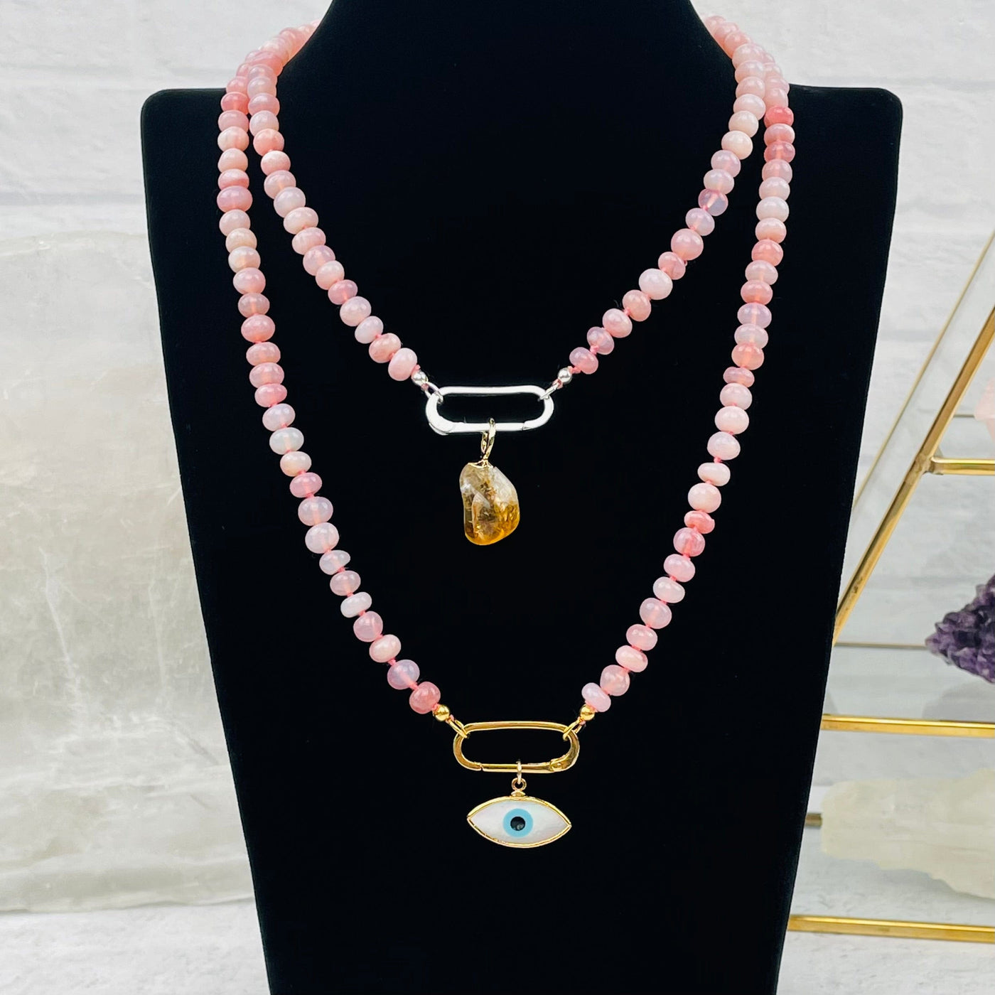 Smooth Pink Opal Candy Necklace - You Choose Style -