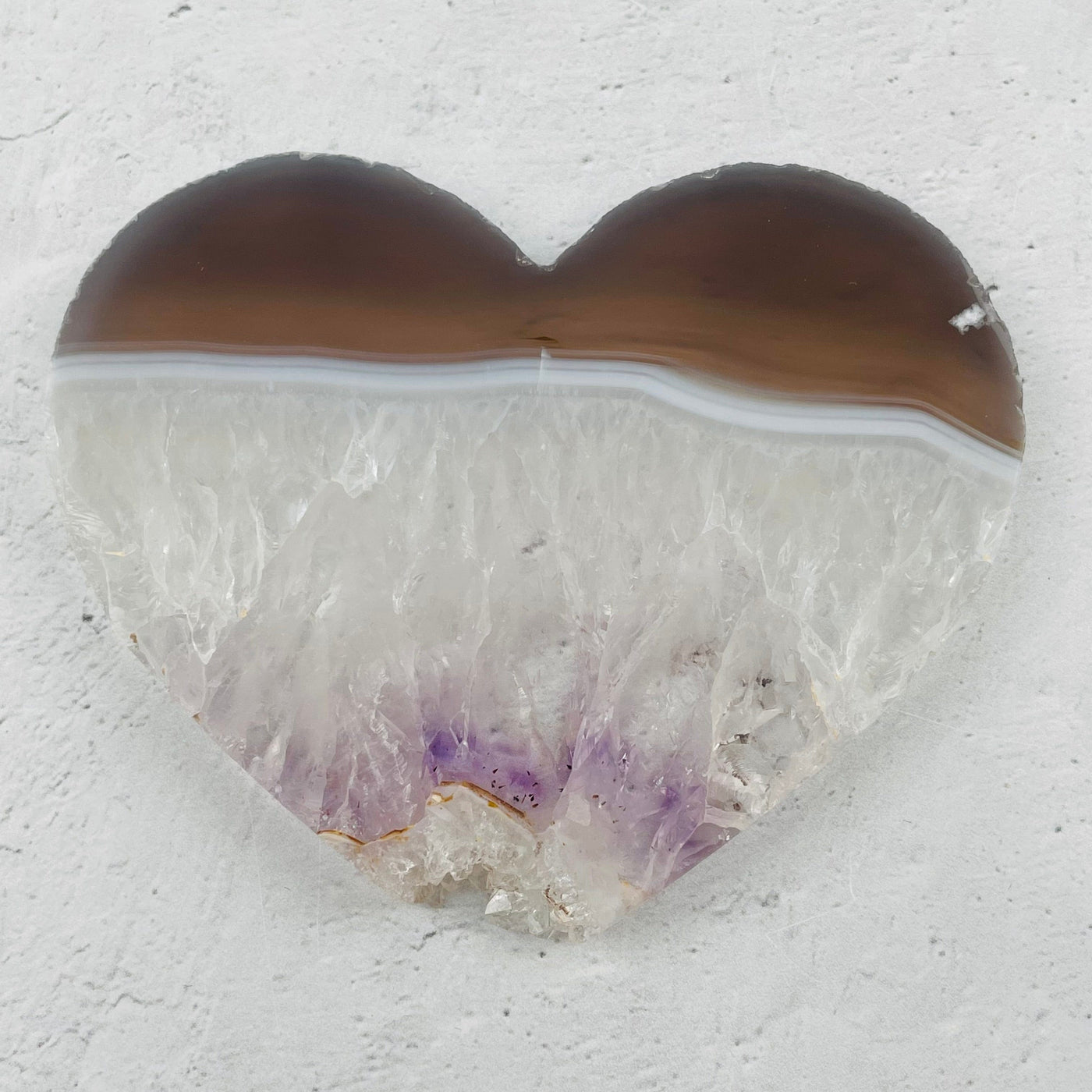 close up of the details on this amethyst heart