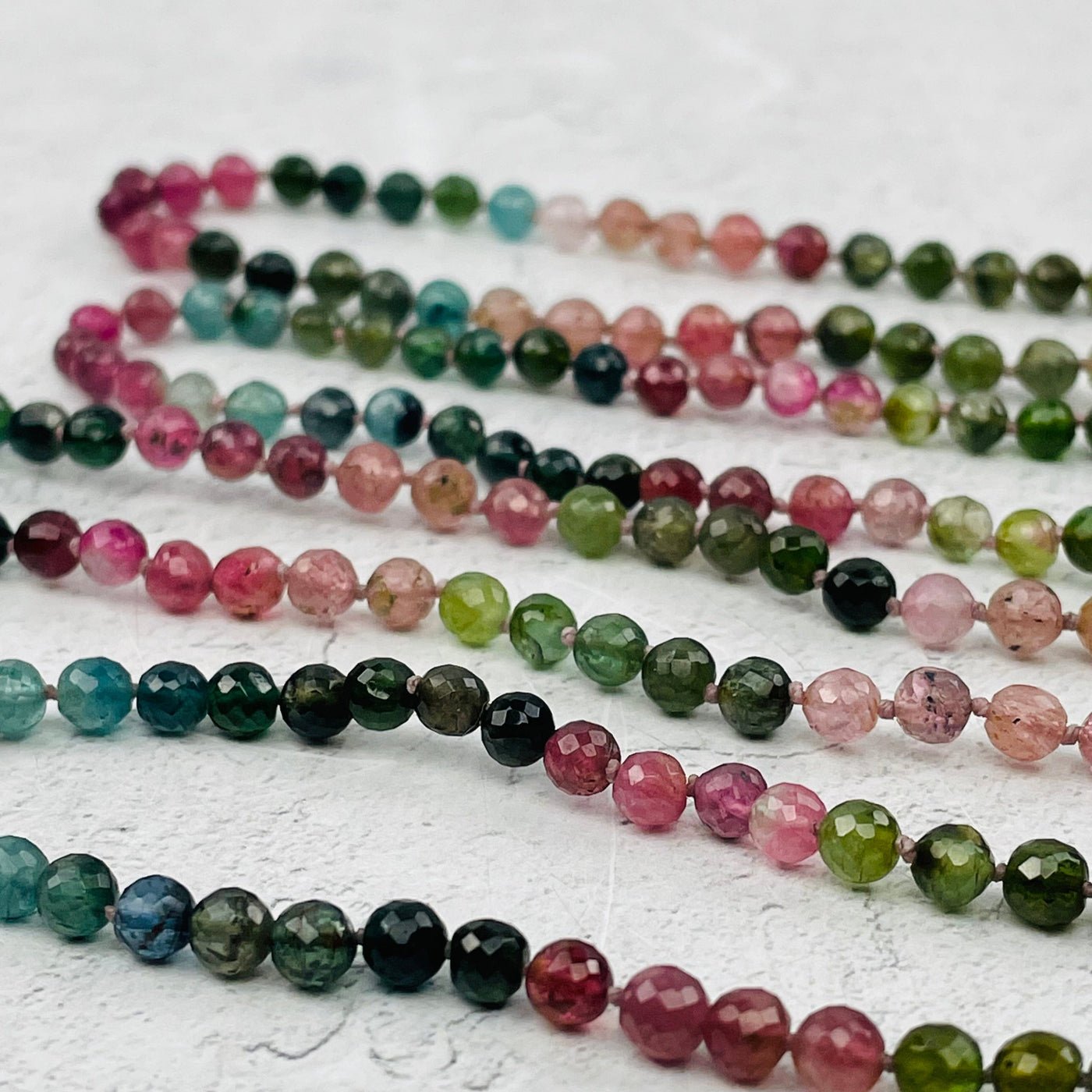 close up of the faceted beads 