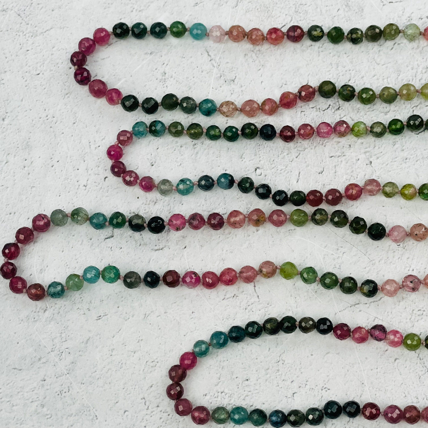 close up of the faceted beads
