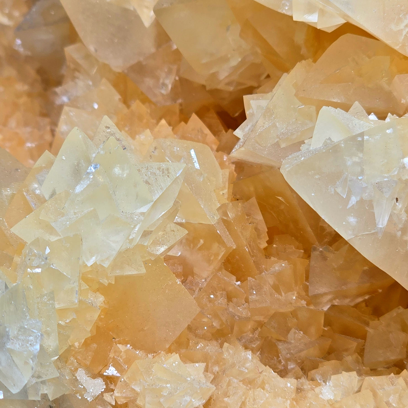 Yellow Calcite Flower - High Grade Large Crystal Cluster from China closeup for detail