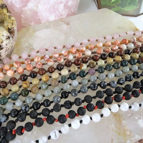 Knotted Crystal Gemstone Necklaces in assorted stones available